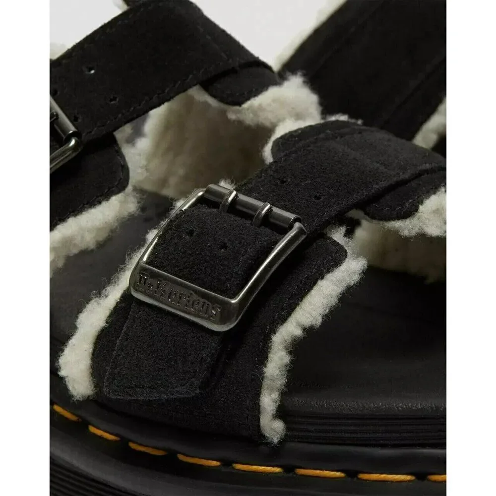Dr. Marten Voss II Sandals UNISEX SZ.13 Black Suede Shearling Platform Slide 13.